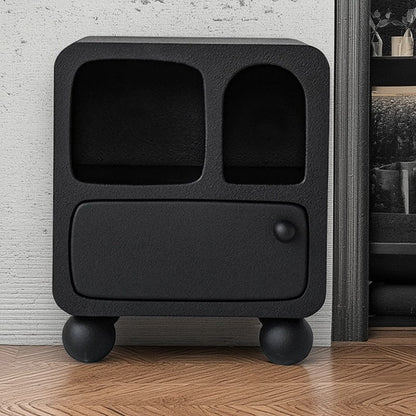 Contemporary Nordic E1 Board Square Nightstand With 1-Drawer For Bedroom & Living Room