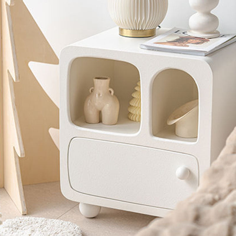 Contemporary Nordic E1 Board Square Nightstand With 1-Drawer For Bedroom & Living Room