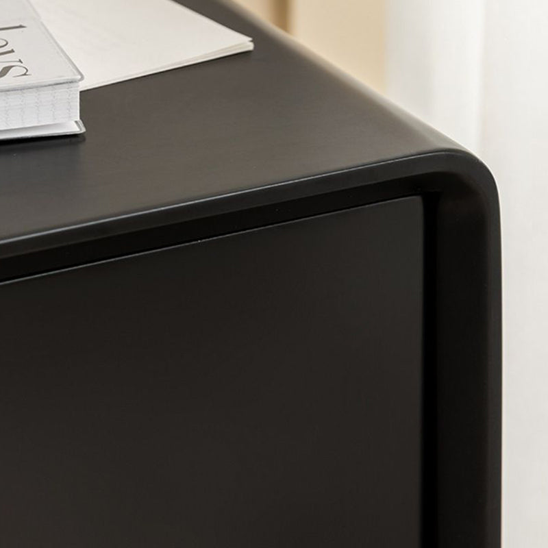 Contemporary Nordic Wood & Stainless Steel Rectangular Nightstand With 2 Drawers For Bedroom & Living Room