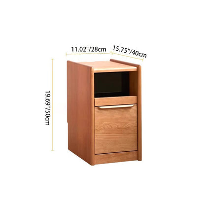 Contemporary Nordic Solid Wood Rectangular Nightstand With 2 Drawers For Bedroom & Living Room