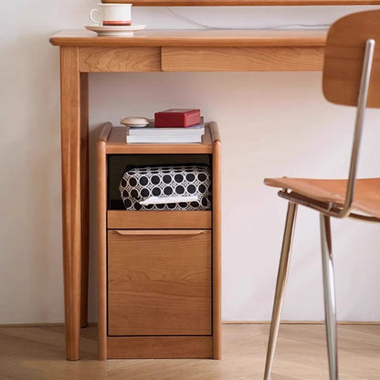 Contemporary Nordic Solid Wood Rectangular Nightstand With 2 Drawers For Bedroom & Living Room