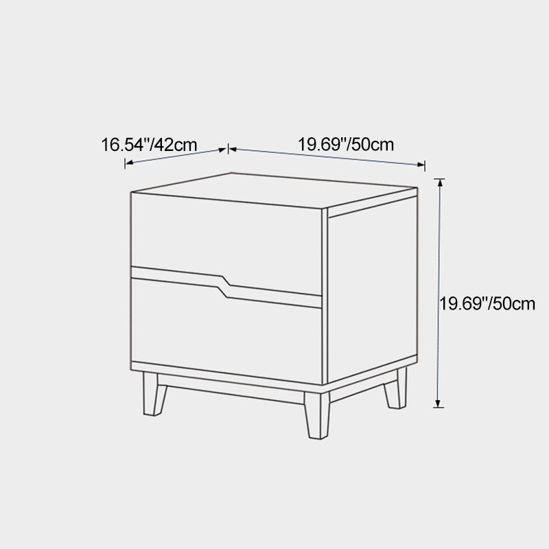 Modern Minimalist Black Walnut Rectangular Nightstand With 2 Drawers For Bedroom