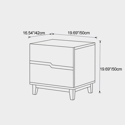 Modern Minimalist Black Walnut Rectangular Nightstand With 2 Drawers For Bedroom