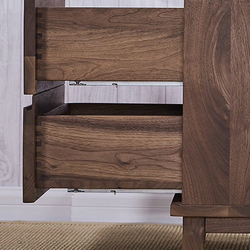 Modern Minimalist Black Walnut Rectangular Nightstand With 2 Drawers For Bedroom