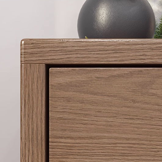 Modern Minimalist Rubberwood Rounded Square Nightstand With 1 Drawer For Bedroom Storage