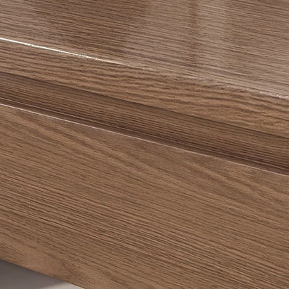 Modern Minimalist Rubberwood Rounded Square Nightstand With 1 Drawer For Bedroom Storage