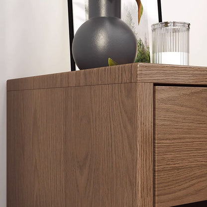 Modern Minimalist Rubberwood Rounded Square Nightstand With 1 Drawer For Bedroom Storage
