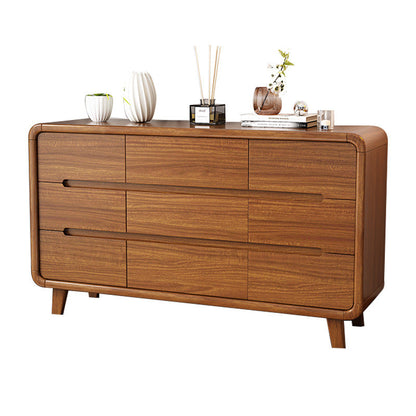 Traditional Chinese Solid Wood Rounded Rectangular Storage Cabinet With 6/9 Drawers For Bedroom Or Living Room