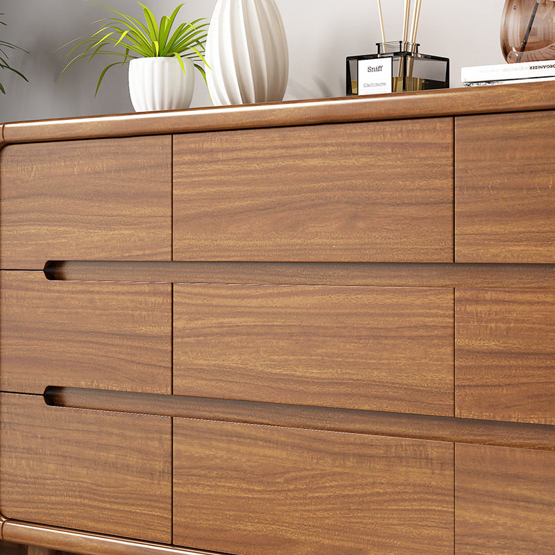 Traditional Chinese Solid Wood Rounded Rectangular Storage Cabinet With 6/9 Drawers For Bedroom Or Living Room