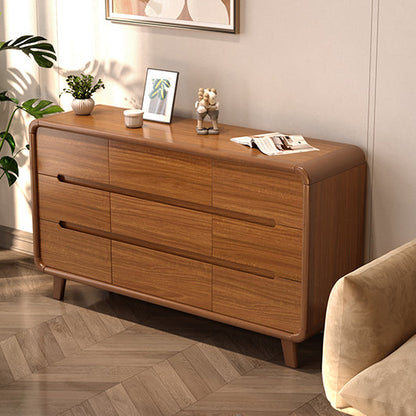 Traditional Chinese Solid Wood Rounded Rectangular Storage Cabinet With 6/9 Drawers For Bedroom Or Living Room