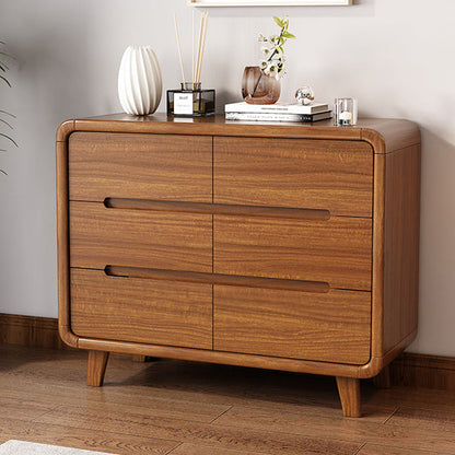 Traditional Chinese Solid Wood Rounded Rectangular Storage Cabinet With 6/9 Drawers For Bedroom Or Living Room