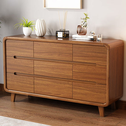 Traditional Chinese Solid Wood Rounded Rectangular Storage Cabinet With 6/9 Drawers For Bedroom Or Living Room