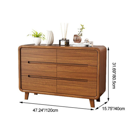 Traditional Chinese Solid Wood Rounded Rectangular Storage Cabinet With 6/9 Drawers For Bedroom Or Living Room