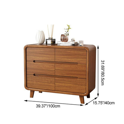 Traditional Chinese Solid Wood Rounded Rectangular Storage Cabinet With 6/9 Drawers For Bedroom Or Living Room