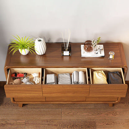 Traditional Chinese Solid Wood Rounded Rectangular Storage Cabinet With 6/9 Drawers For Bedroom Or Living Room