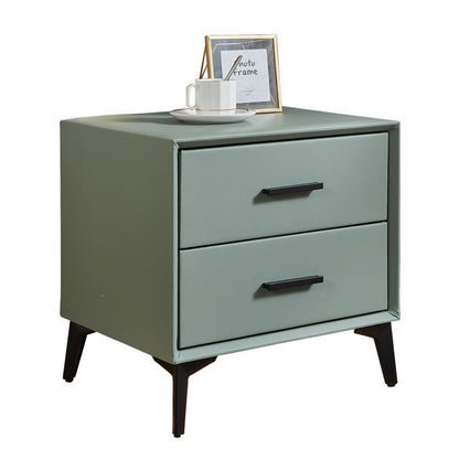 Modern Minimalist Medium-Density Fiberboard PU Leather Metal Square Nightstand With 2 Drawers For Bedroom