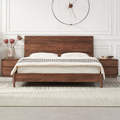 Traditional Vintage Black Walnut Rounded Square Nightstand With 2 Drawers For Bedroom