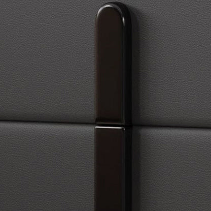 Modern Minimalist Solid Wood Carbon Steel Leather Rectangular Nightstand With 2-Drawers For Bedroom