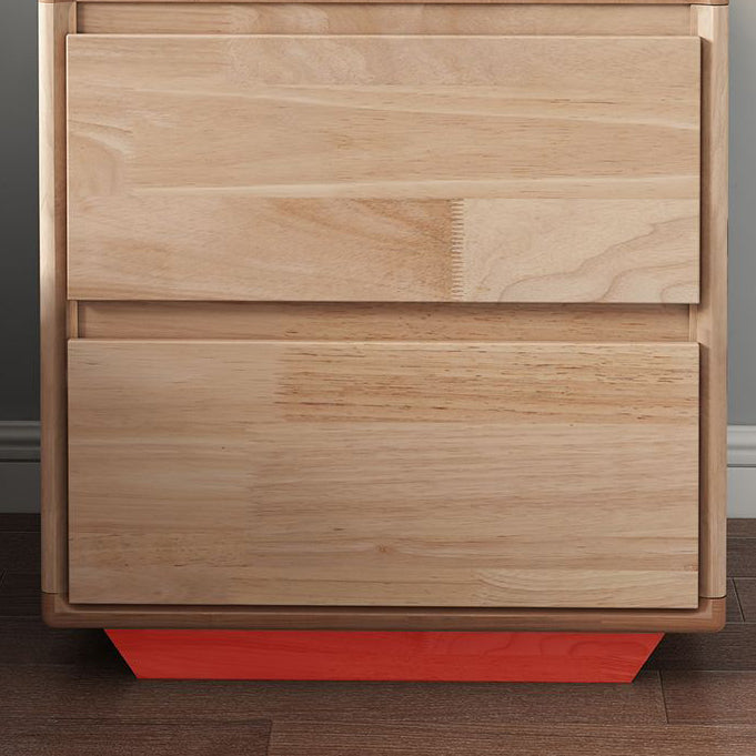 Modern Minimalist Solid Wood Square Nightstand 2-Drawer For Bedroom