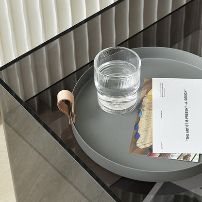 Contemporary Scandinavian Acrylic Square Nightstand 2-Tier For Bedroom