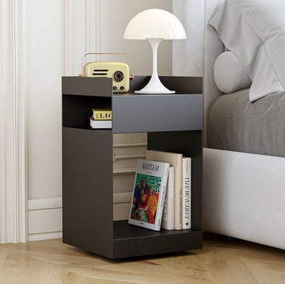 Contemporary Scandinavian Wood Metal Irregular Rectangle End Table 3-Tier For Bedroom & Living Room