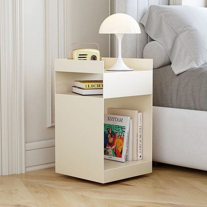 Contemporary Scandinavian Wood Metal Irregular Rectangle End Table 3-Tier For Bedroom & Living Room