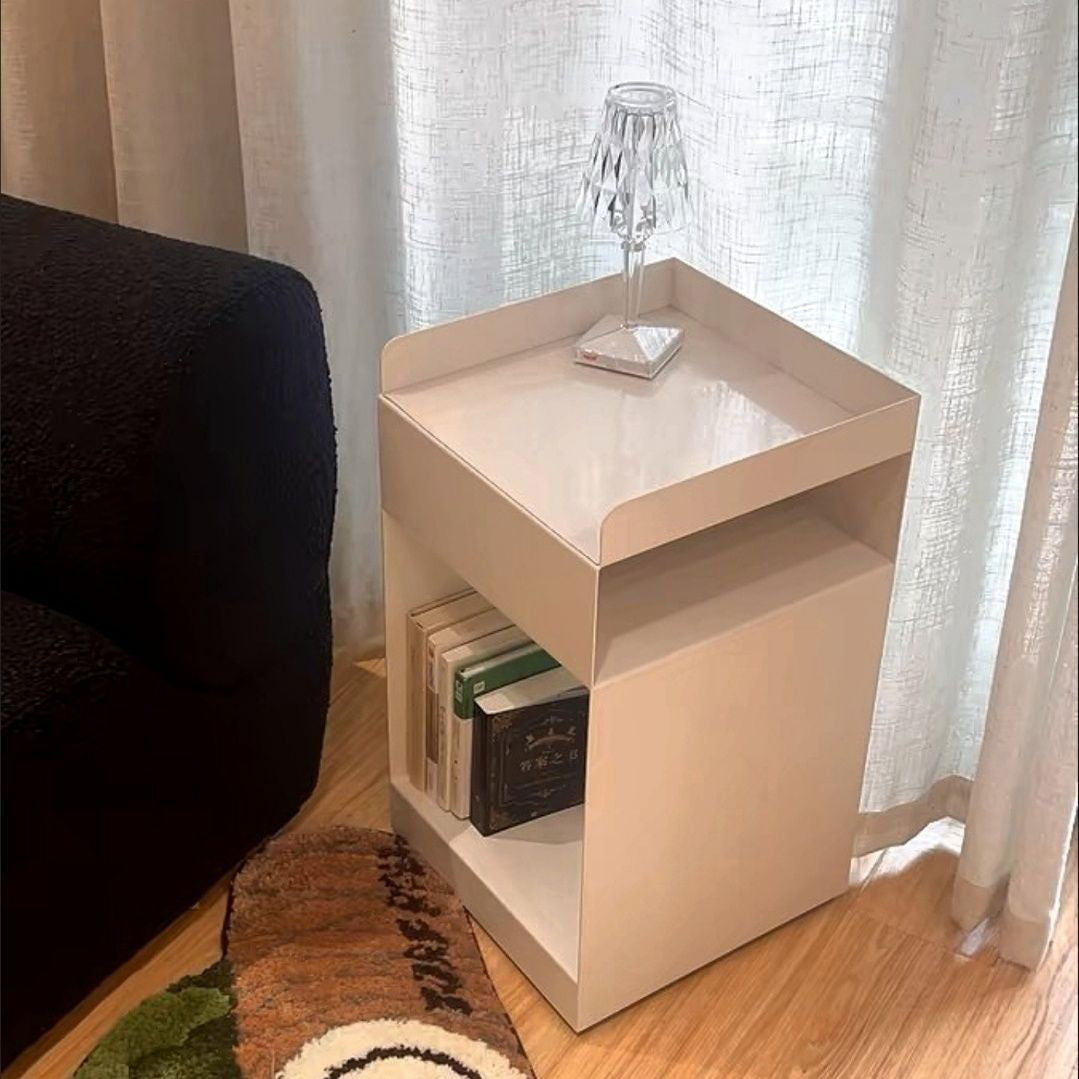 Contemporary Scandinavian Wood Metal Irregular Rectangle End Table 3-Tier For Bedroom & Living Room