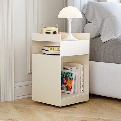 Contemporary Scandinavian Wood Metal Irregular Rectangle End Table 3-Tier For Bedroom & Living Room