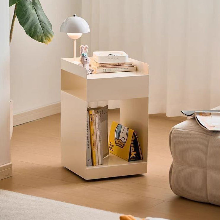 Contemporary Scandinavian Wood Metal Irregular Rectangle End Table 3-Tier For Bedroom & Living Room