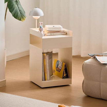 Contemporary Scandinavian Wood Metal Irregular Rectangle End Table 3-Tier For Bedroom & Living Room