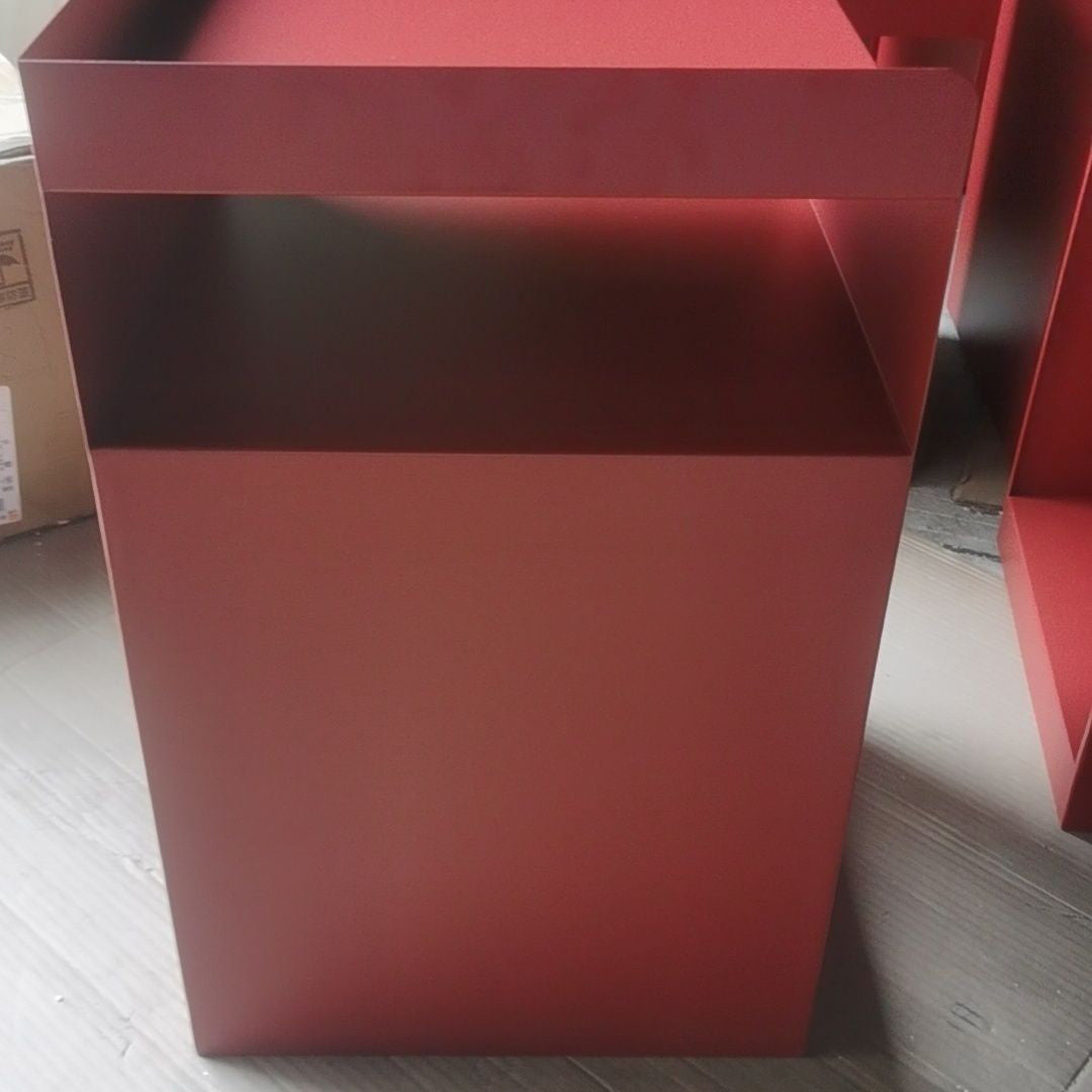 Contemporary Scandinavian Wood Metal Irregular Rectangle End Table 3-Tier For Bedroom & Living Room