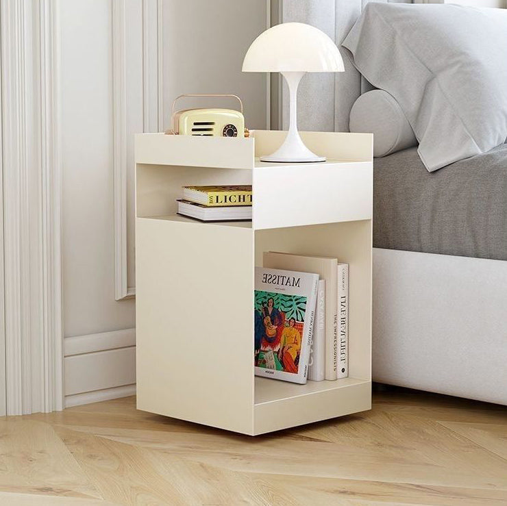 Contemporary Scandinavian Wood Metal Irregular Rectangle End Table 3-Tier For Bedroom & Living Room