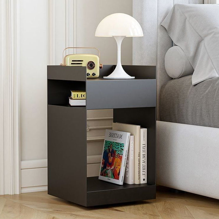 Contemporary Scandinavian Wood Metal Irregular Rectangle End Table 3-Tier For Bedroom & Living Room