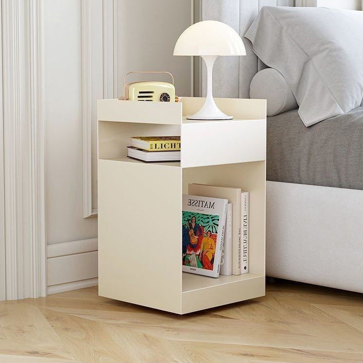 Contemporary Scandinavian Wood Metal Irregular Rectangle End Table 3-Tier For Bedroom & Living Room