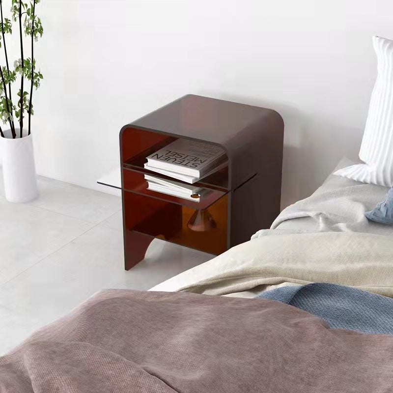 Modern Minimalist Acrylic Arch Square End Table 3-Tiers For Bedroom & Living Room