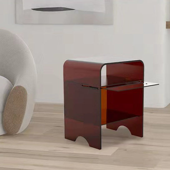 Modern Minimalist Acrylic Arch Square End Table 3-Tiers For Bedroom & Living Room