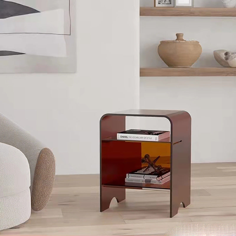 Modern Minimalist Acrylic Arch Square End Table 3-Tiers For Bedroom & Living Room