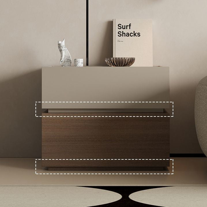 Modern Minimalist Solid Wood Square Nightstand 2-Drawer Bedside Table For Bedroom & Living Room