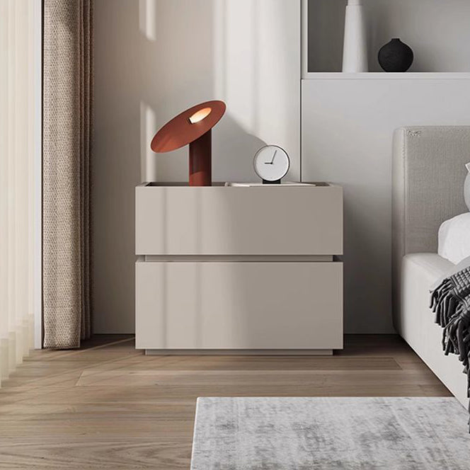 Modern Minimalist Solid Wood Square Nightstand 2-Drawer Bedside Table For Bedroom & Living Room