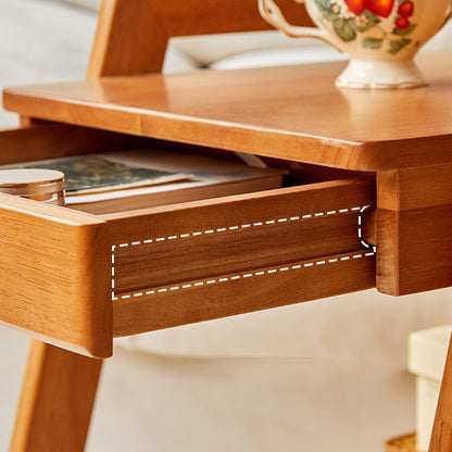 Contemporary Scandinavian Solid Wood Iron Trapezoid Movable End Table 2-Tier For Living Room & Dining Room