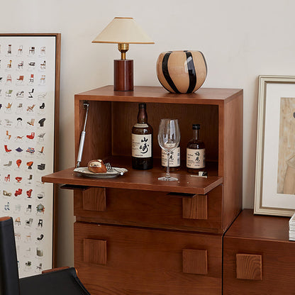 Traditional Vintage Solid Wood Square Rectangular Side Table With 2 Drawers For Bedroom & Living Room