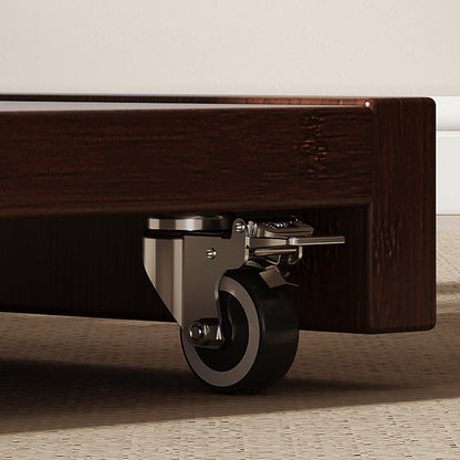 Traditional Vintage Bamboo C-Shaped Square Side Table With 2 Tiers For Bedroom & Living Room