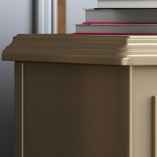 Modern Luxury Solid Wood & Metal Curved Square Nightstand 2-Drawer For Bedroom