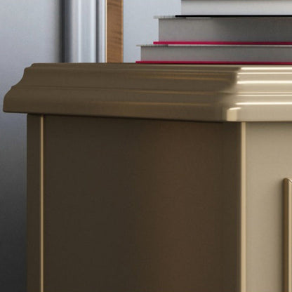 Modern Luxury Solid Wood & Metal Curved Square Nightstand 2-Drawer For Bedroom