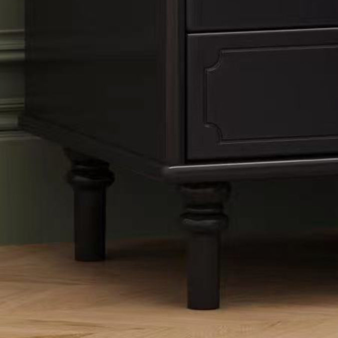 Traditional French Solid Wood Metal Glass Striped Square Nightstand 1-Drawer For Bedroom