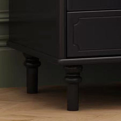 Traditional French Solid Wood Metal Glass Striped Square Nightstand 1-Drawer For Bedroom