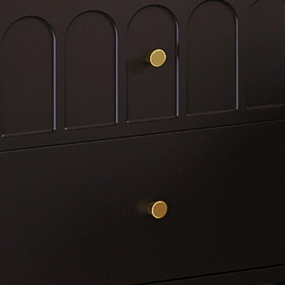 Traditional French Solid Wood Metal Glass Striped Square Nightstand 1-Drawer For Bedroom