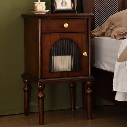 Traditional Vintage Solid Wood & Metal Rounded Rectangle Nightstand 1/2/3-Drawer Bedroom Storage