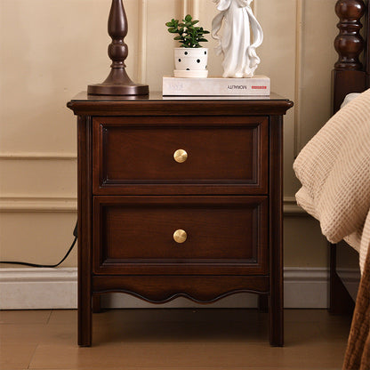 Traditional Vintage Solid Wood & Metal Rounded Rectangle Nightstand 1/2/3-Drawer Bedroom Storage