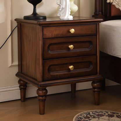 Traditional Vintage Solid Wood & Metal Rounded Rectangle Nightstand 1/2/3-Drawer Bedroom Storage